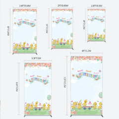 Aperturee Aperturee Cute Duck Happy Birthday Rectangle Backdrop Spring Floral Garden Party Banner Quack Quack Little Duckling Photo Prop