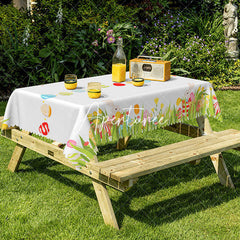Aperturee - Aperturee Cute Easter Eggs Rectangle Tablecloth For Picnic Decor