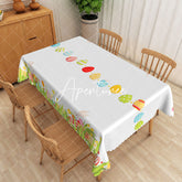 Aperturee - Aperturee Cute Easter Eggs Rectangle Tablecloth For Picnic Decor