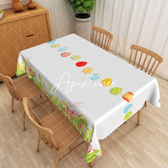 Aperturee - Aperturee Cute Easter Eggs Rectangle Tablecloth For Picnic Decor