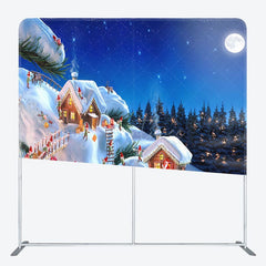 Aperturee - Aperturee Cute Elf Snowy House Christmas Pillow Cover Backdrop