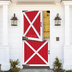 Aperturee - Aperturee Cute Farm Barn Door Cover for Birthday Baby Shower