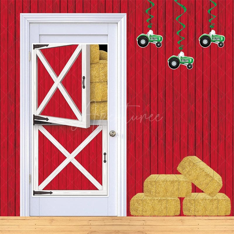 Aperturee - Aperturee Cute Farm Barn Door Cover for Birthday Baby Shower