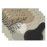 Aperturee - Aperturee Cute Geometric Leaf Placemats Set of 4 Dark Botanical Design for Modern and Minimalist Dining Table