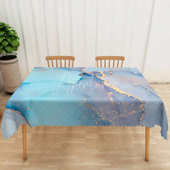 Aperturee - Aperturee Cute Glitter Tablecloth with Jade and Blue Gradient for Mermaid or Under the Sea Themed Party Decor