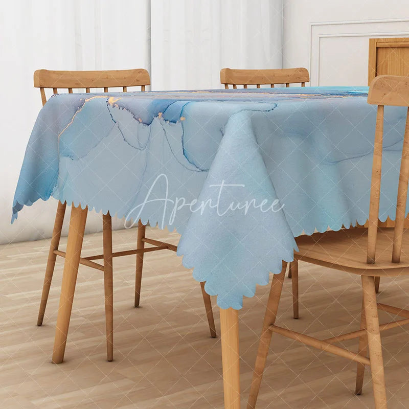 Aperturee - Aperturee Cute Glitter Tablecloth with Jade and Blue Gradient for Mermaid or Under the Sea Themed Party Decor