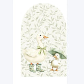 Aperturee - Aperturee Cute Goose Baby Shower Arch Backdrop Green Floral Animal Whimsical Nursery Decor for Gender Neutral Celebration