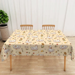 Aperturee - Aperturee Cute Goose Pattern Rectangle Tablecloth Cartoon Farm Animal Table Cover Spring Baby Shower Kids Party Decor