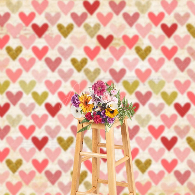 Aperturee - Aperturee Cute Heart Shaped Pattern Regular Photo Backdrop