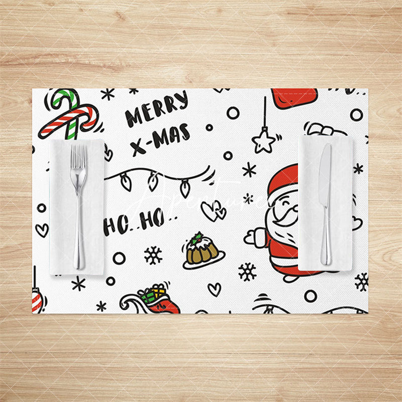 Aperturee - Aperturee Cute Hohoho Christmas Santa Claus Set Of 4 Placemats