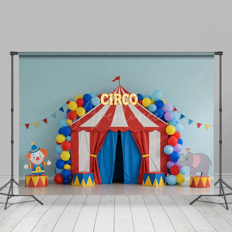 Aperturee - Aperturee Cute Joker Board Circus Balloon Cake Smash Backdrop