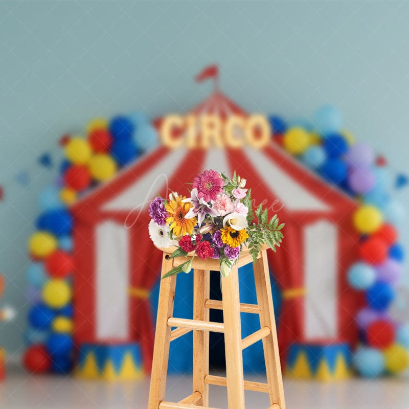 Aperturee - Aperturee Cute Joker Board Circus Balloon Cake Smash Backdrop