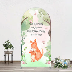 Aperturee - Aperturee Cute Kangaroo Jumping Baby Shower Arch Backdrop