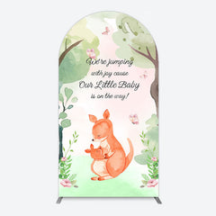 Aperturee - Aperturee Cute Kangaroo Jumping Baby Shower Arch Backdrop