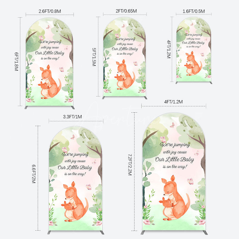 Aperturee - Aperturee Cute Kangaroo Jumping Baby Shower Arch Backdrop