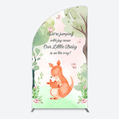 Aperturee - Aperturee Cute Kangaroo Jumping Baby Shower Half Moon Arch Backdrop