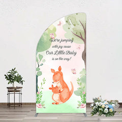Aperturee - Aperturee Cute Kangaroo Jumping Baby Shower Half Moon Arch Backdrop