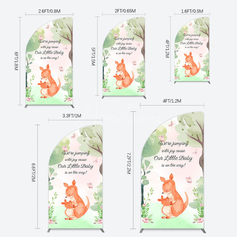 Aperturee - Aperturee Cute Kangaroo Jumping Baby Shower Half Moon Arch Backdrop