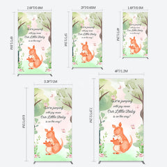 Aperturee - Aperturee Cute Kangaroo Jumping Baby Shower Rectangle Backdrop