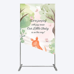 Aperturee - Aperturee Cute Kangaroo Jumping Baby Shower Rectangle Backdrop