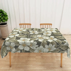 Aperturee - Aperturee Cute Metallic Floral Rectangle Tablecloth for Glam and Modern Girls Birthday Party Decorations