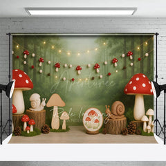 Aperturee - Aperturee Cute Mushroom Fairy Tale World Cake Smash Backdrop