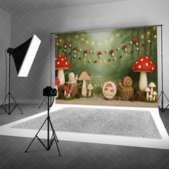 Aperturee - Aperturee Cute Mushroom Fairy Tale World Cake Smash Backdrop