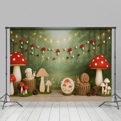 Aperturee - Aperturee Cute Mushroom Fairy Tale World Cake Smash Backdrop