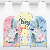 Aperturee - Aperturee Cute Pink Blue Baby Elephant Gender Reveal Arch Backdrop Kit Boy or Girl Baby Shower Party Decor