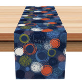 Aperturee - Aperturee Cute Polka Dot and Circle Pattern Table Runner Lovely Abstract Geometric Design Modern Colorful Kitchen Decor