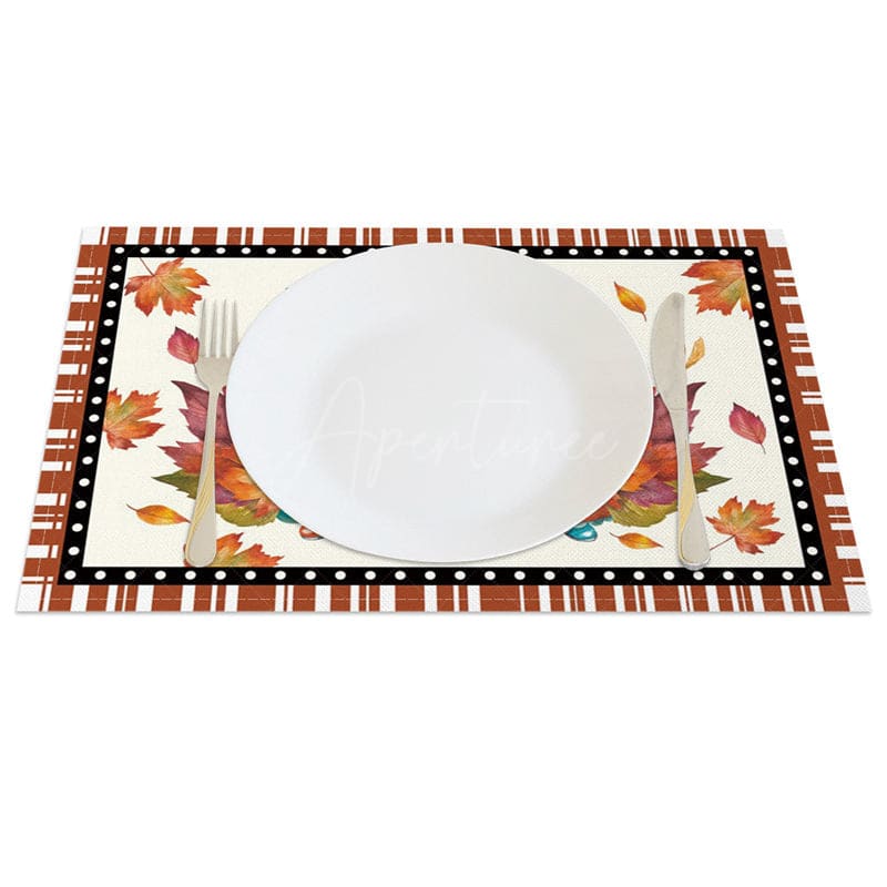 Aperturee - Aperturee Cute Pumpkin Fallen Maple Leaves Set of 4 Placemats