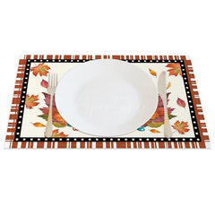 Aperturee - Aperturee Cute Pumpkin Fallen Maple Leaves Set of 4 Placemats