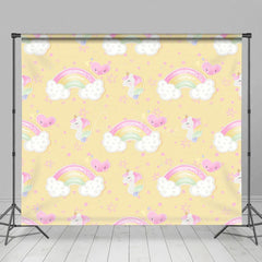 Aperturee - Aperturee Cute Rainbow Unicorn Birthday Cake Smash Backdrop