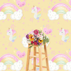 Aperturee - Aperturee Cute Rainbow Unicorn Birthday Cake Smash Backdrop