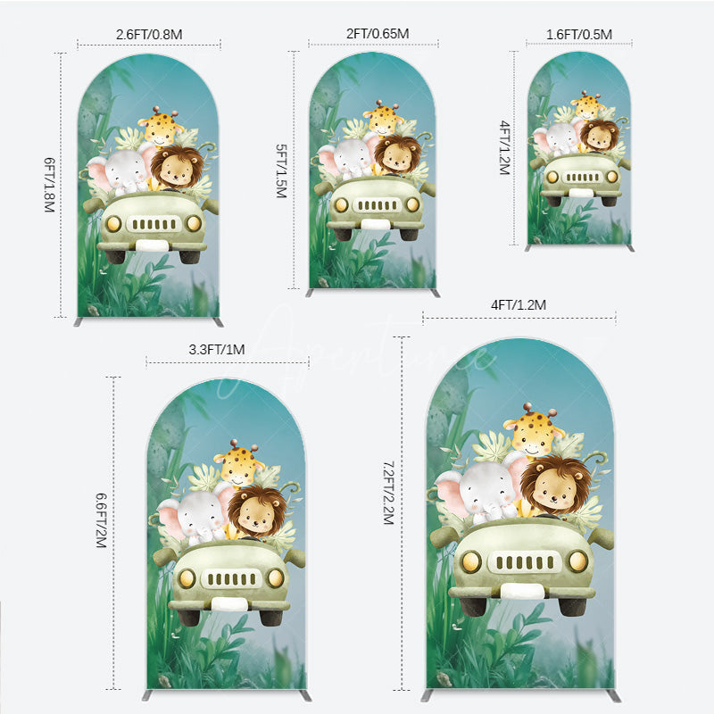 Aperturee Aperturee Cute Safari Animals Arch Backdrop Jungle Lion Elephant and Giraffe Wild One First Birthday Party Photo Prop