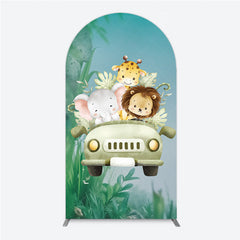 Aperturee Aperturee Cute Safari Animals Arch Backdrop Jungle Lion Elephant and Giraffe Wild One First Birthday Party Photo Prop