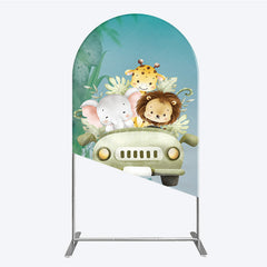 Aperturee Aperturee Cute Safari Animals Arch Backdrop Jungle Lion Elephant and Giraffe Wild One First Birthday Party Photo Prop