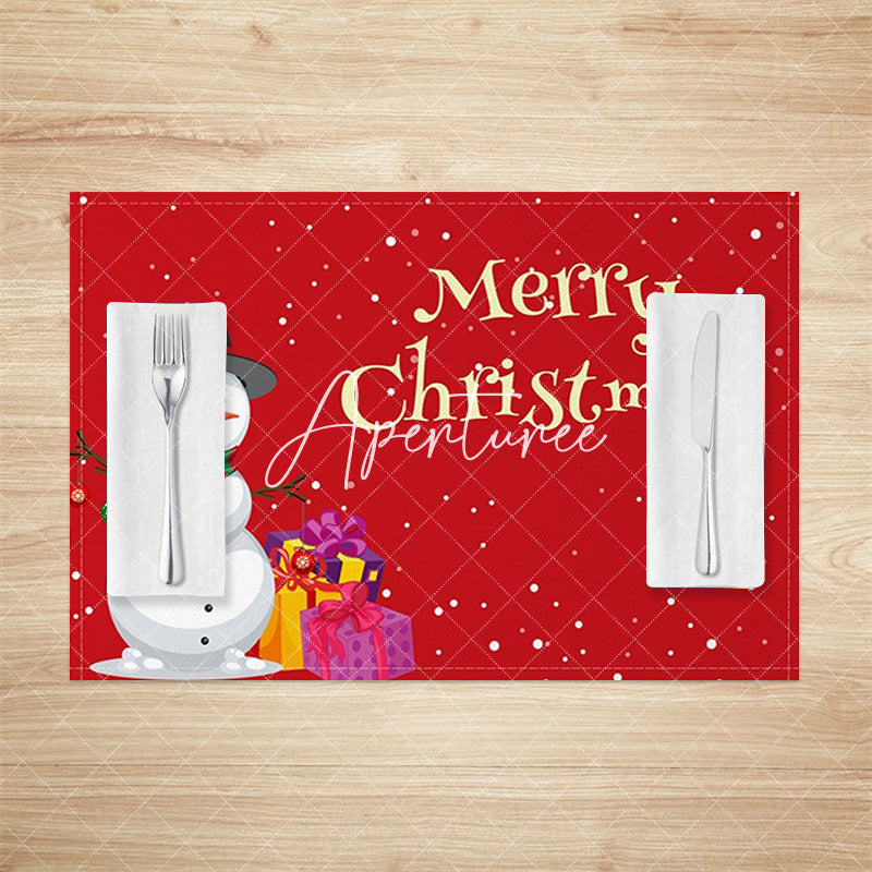 Aperturee - Aperturee Cute Snowman Gift Red Christmas Set Of 4 Placemats