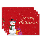 Aperturee - Aperturee Cute Snowman Gift Red Christmas Set Of 4 Placemats
