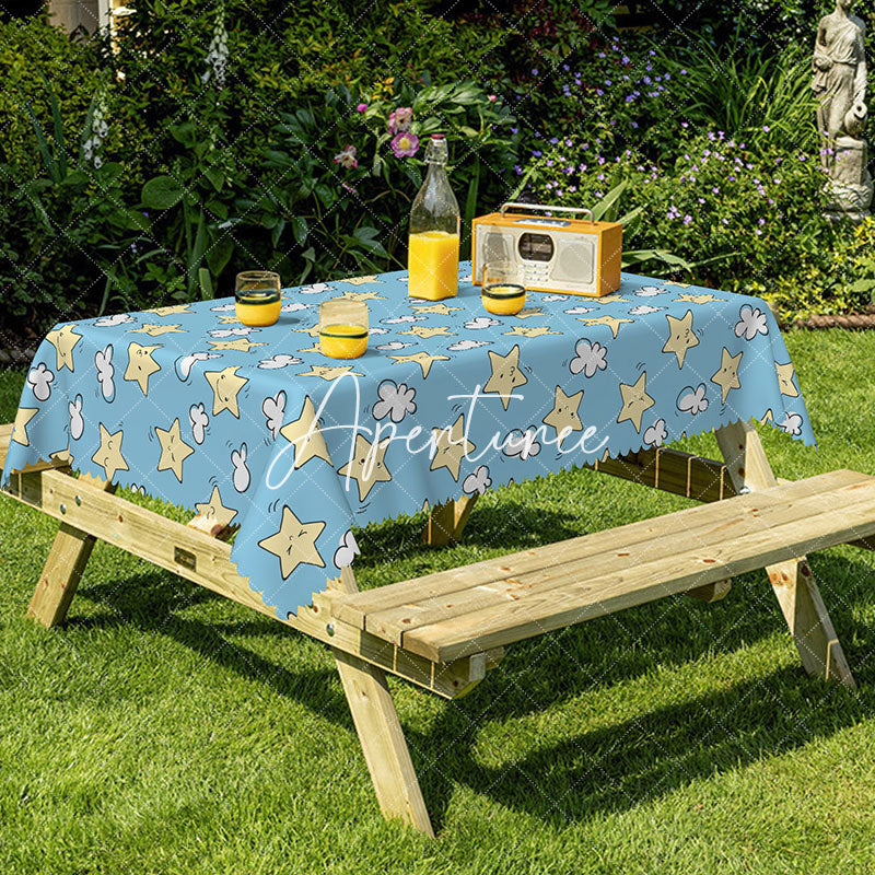 Aperturee - Aperturee Cute Stars With Expressions Rectangular Tablecloth