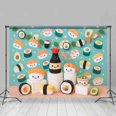 Aperturee - Aperturee Cute Sushi Theme Photography Cake Smash Backdrop