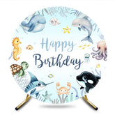 Aperturee - Aperturee Cute Under The Sea Round Happy Birthday Backdrop