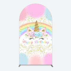 Aperturee - Aperturee Cute Unicorn Rainbow Glitter Birthday Arch Backdrop