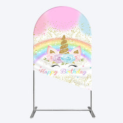 Aperturee - Aperturee Cute Unicorn Rainbow Glitter Birthday Arch Backdrop