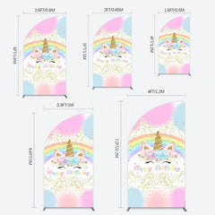 Aperturee - Aperturee Cute Unicorn Rainbow Glitter Birthday Half Moon Arch Backdrop