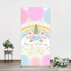 Aperturee - Aperturee Cute Unicorn Rainbow Glitter Birthday Rectangle Backdrop