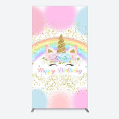 Aperturee - Aperturee Cute Unicorn Rainbow Glitter Birthday Rectangle Backdrop