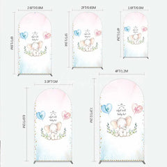 Aperturee - Aperturee Cute Watercolor Baby Elephant Gender Reveal Arch Backdrop Pink Blue Hearts Or What Will Baby Be Party
