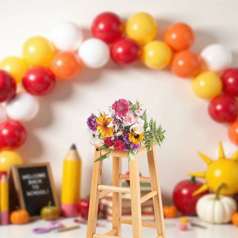 Aperturee - Aperturee Cute Welcome Back To School Balloon Arch Backdrop