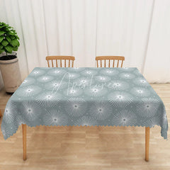 Aperturee - Aperturee Cute White Dandelion Rectangle Tablecloth for Whimsical Spring and Modern Farmhouse Kitchen Decor